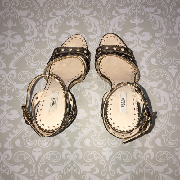 PRADA βοΈ Bronzo Calzatura Platform Heels, Size 38 - Picture 8 of 8